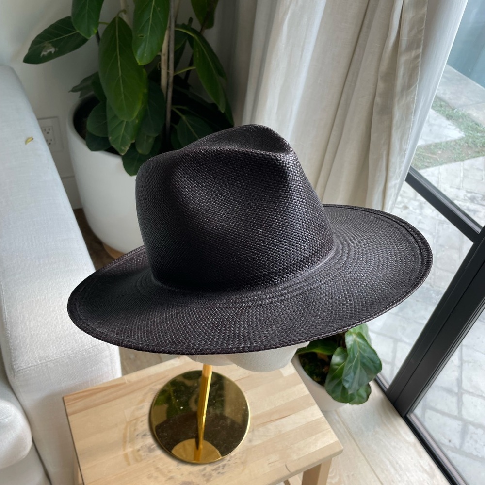 Janessa Leone Black Woven Hat